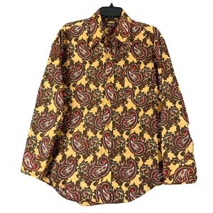 Vintage TopsAll Mens L Paisley Button Shirt Brown Red 70s Korea Retrocore